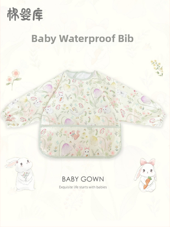 Unisex vandeniui atsparus plonas kūdikių valgymo smock, 100% poliesteris, rankų piešimo raštas, keturi sezonai, tinkamas kūdikiams ir 1–3 metų vaikams, saugos klasė A