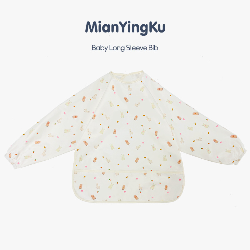 Uniszex hosszú ujjú vízálló baba etető smock, 100% poliészter, kézzel rajzolt minta, négy évszakos használat, 1–3 éveseknek, A osztályú biztonság