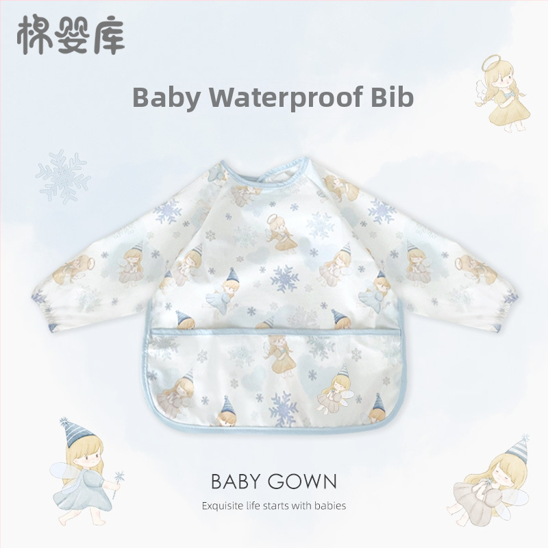 Unisex vandeniui atsparus plonas kūdikių valgymo smock, 100% poliesteris, rankų piešimo raštas, keturi sezonai, tinkamas kūdikiams ir 1–3 metų vaikams, saugos klasė A