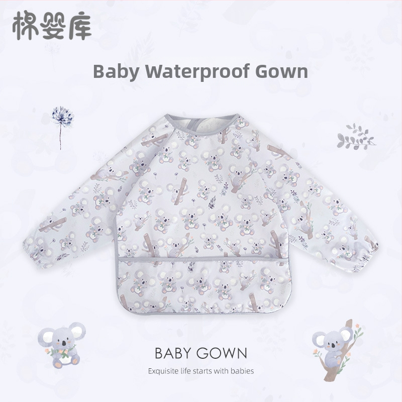 Unisex vandeniui atsparus plonas kūdikių valgymo smock, 100% poliesteris, rankų piešimo raštas, keturi sezonai, tinkamas kūdikiams ir 1–3 metų vaikams, saugos klasė A