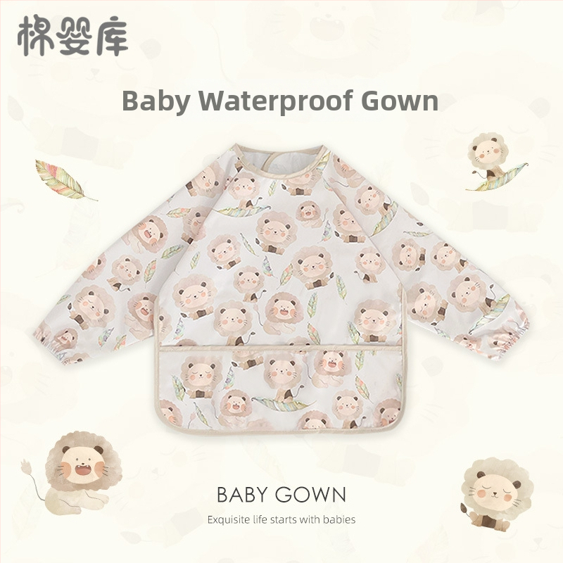 Unisex vandeniui atsparus plonas kūdikių valgymo smock, 100% poliesteris, rankų piešimo raštas, keturi sezonai, tinkamas kūdikiams ir 1–3 metų vaikams, saugos klasė A