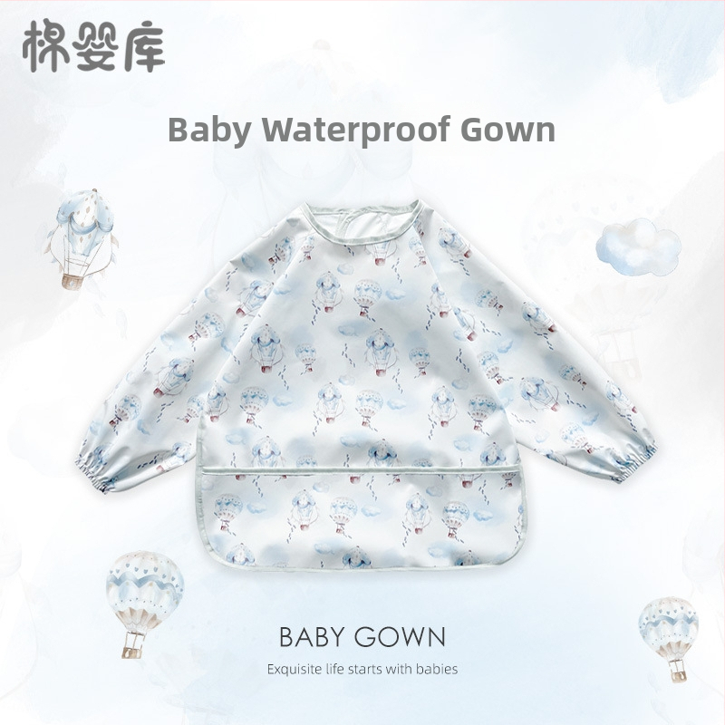 Unisex vandeniui atsparus plonas kūdikių valgymo smock, 100% poliesteris, rankų piešimo raštas, keturi sezonai, tinkamas kūdikiams ir 1–3 metų vaikams, saugos klasė A