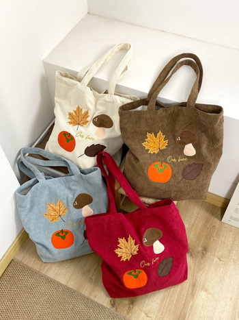 Geantă Tote corduroy – stil urban simplu, formă verticală pătrată, închidere magnetică, căptușeală din pânză