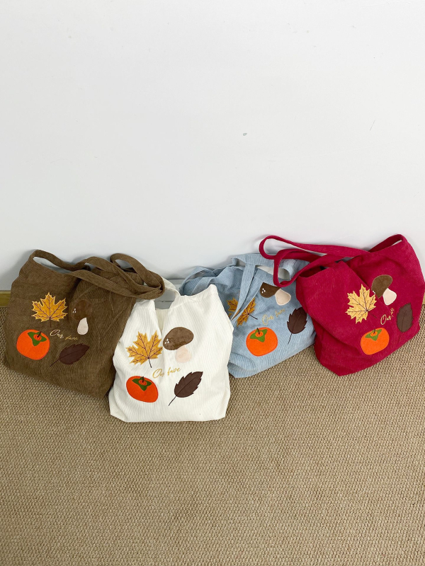 Geantă Tote corduroy – stil urban simplu, formă verticală pătrată, închidere magnetică, căptușeală din pânză