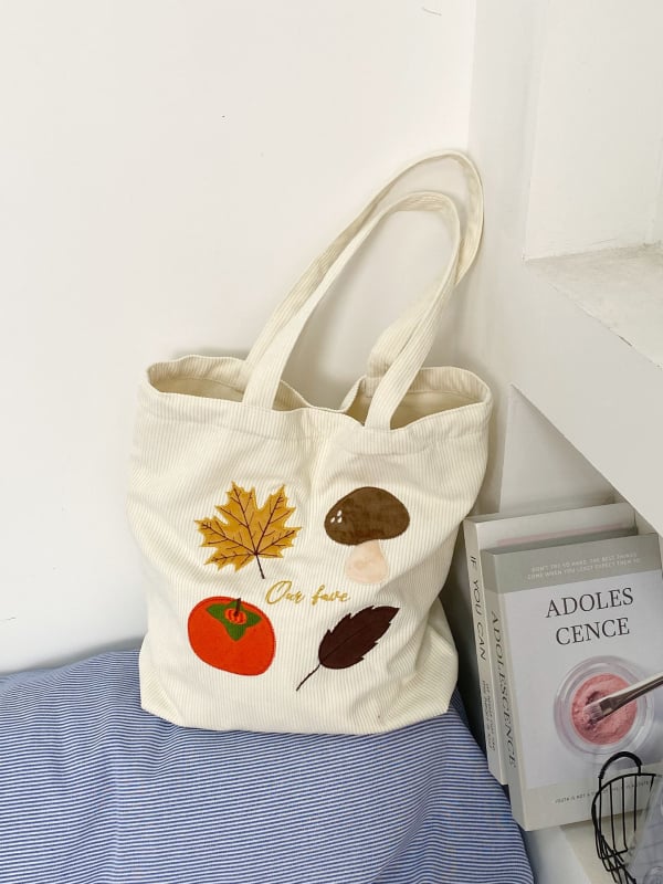 Geantă Tote corduroy – stil urban simplu, formă verticală pătrată, închidere magnetică, căptușeală din pânză