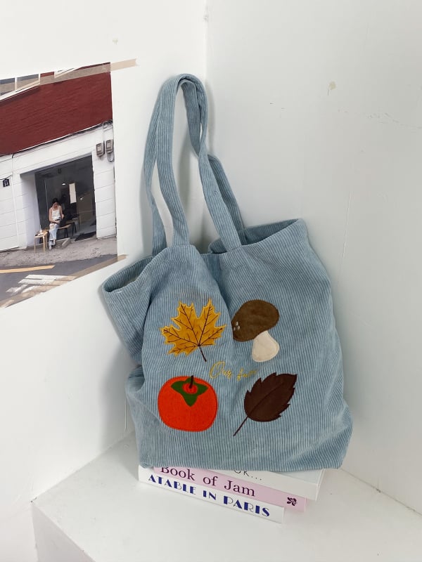 Geantă Tote corduroy – stil urban simplu, formă verticală pătrată, închidere magnetică, căptușeală din pânză