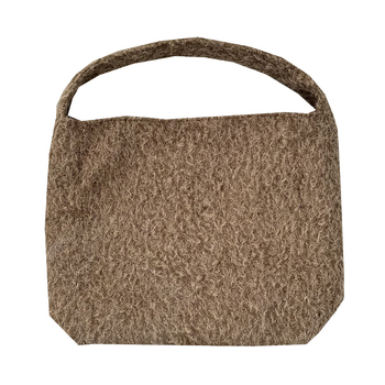 Geantă bucket pentru umăr, în stil street, material lână, formă orizontal pătrată, căptușeală poliester, buzunar intern pentru telefon