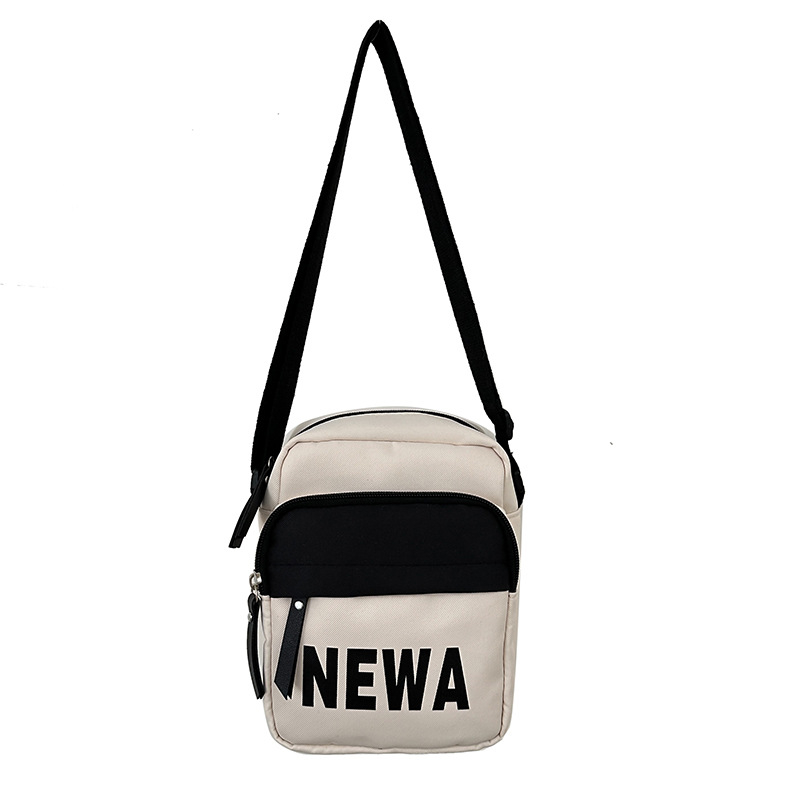 Ruiyingzizhi Geantă unisex din nylon, formă verticală pătrată, fermoar, buzunare pentru telefon și buletin