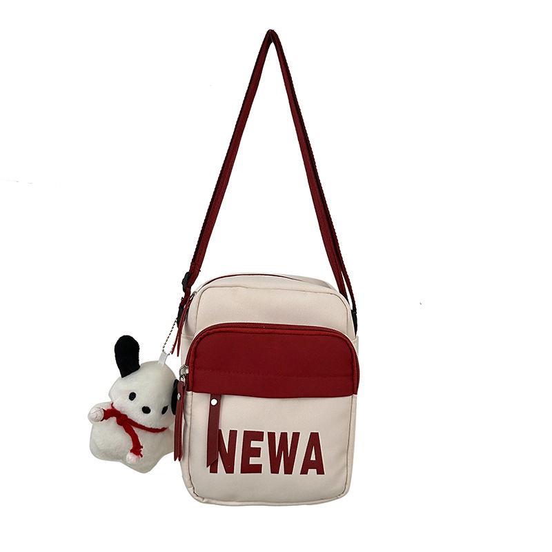 Ruiyingzizhi Geantă unisex din nylon, formă verticală pătrată, fermoar, buzunare pentru telefon și buletin