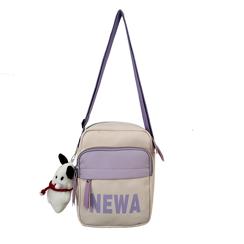 Ruiyingzizhi Geantă unisex din nylon, formă verticală pătrată, fermoar, buzunare pentru telefon și buletin