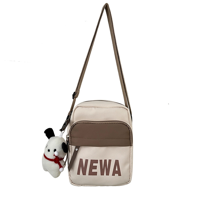 Ruiyingzizhi Geantă unisex din nylon, formă verticală pătrată, fermoar, buzunare pentru telefon și buletin