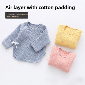 Naujagimio quiltuota šilta viršūnė žiemai su puse nugaros dizainu, 100% medvilnė, apvali apykaklė, švelnus audinys