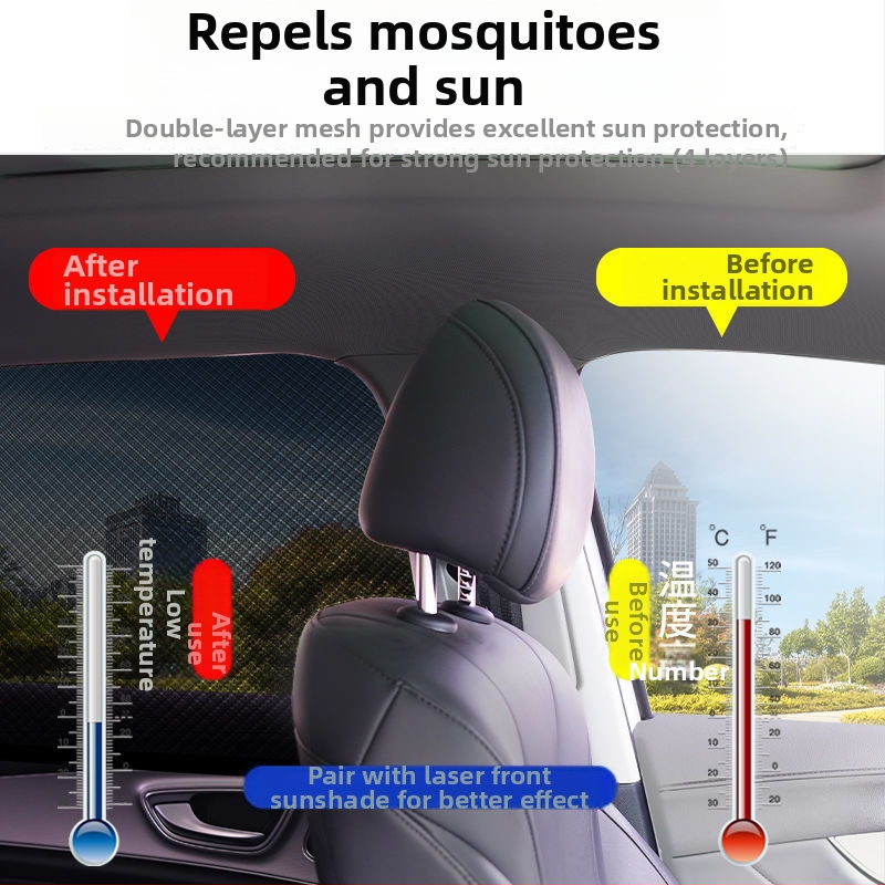 Autoakna võrk päikesekaitse ja moskitovõrguga – hingav, läbipaistev, rippuv paigaldus, kohandatav töötlemine