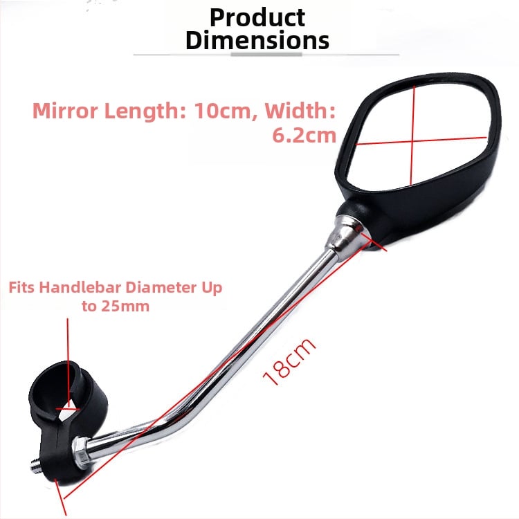 Riteņbraukšanas aizmugurējais spogulis kalnu velosipēdam ar plakanu reflektoru; materiāls: fabrikas plastmasa; svars: 322 g