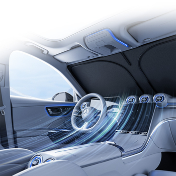 Parasolar parbriz auto din PVC, fixare prin clips, potrivire universală, imprimare logo