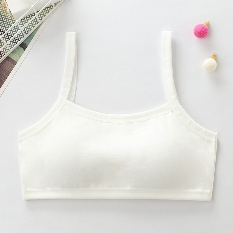 Dječji pamučni grudnjak za djevojčice, puni kupa, tanak oblikovani cup, bez čeličnih krugova, jednodijelni dizajn, čvrste dvostruke naramenice, prozračno i upija znoj