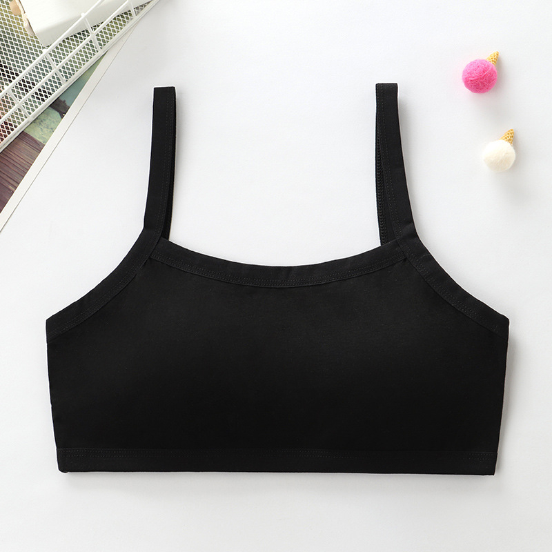 Dječji pamučni grudnjak za djevojčice, puni kupa, tanak oblikovani cup, bez čeličnih krugova, jednodijelni dizajn, čvrste dvostruke naramenice, prozračno i upija znoj