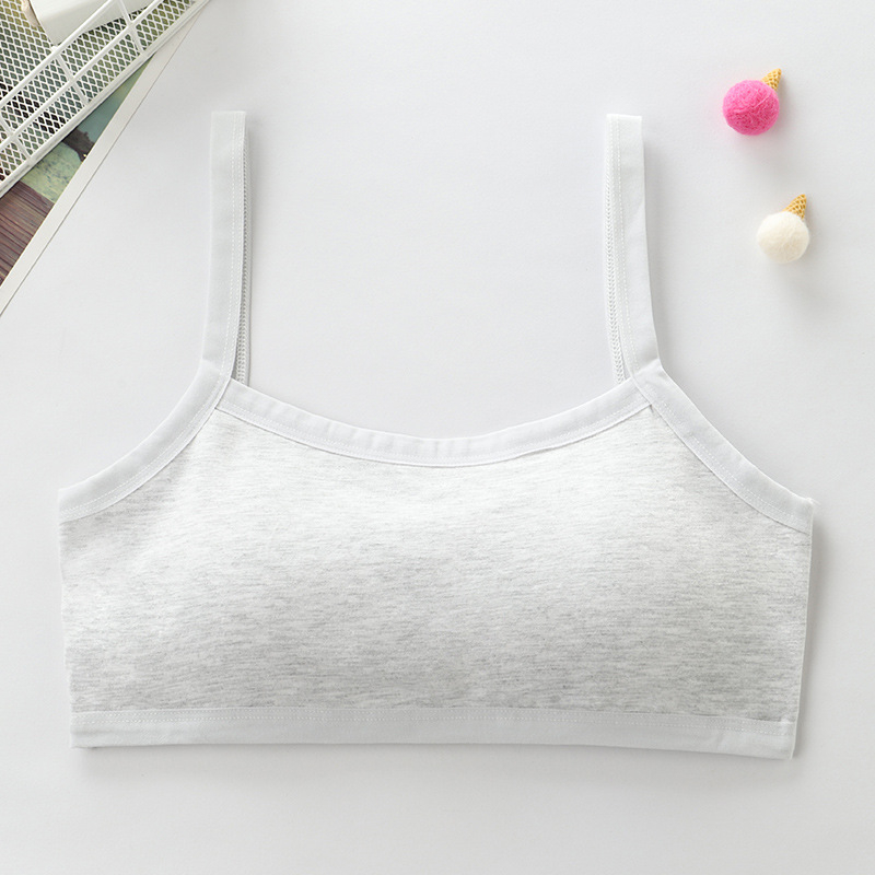 Dječji pamučni grudnjak za djevojčice, puni kupa, tanak oblikovani cup, bez čeličnih krugova, jednodijelni dizajn, čvrste dvostruke naramenice, prozračno i upija znoj