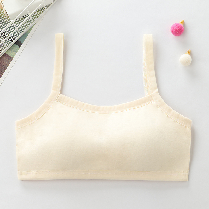 Dječji pamučni grudnjak za djevojčice, puni kupa, tanak oblikovani cup, bez čeličnih krugova, jednodijelni dizajn, čvrste dvostruke naramenice, prozračno i upija znoj