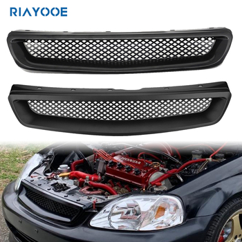 RIAYOOE Grilă frontală din ABS pentru Honda Civic (1996, 1998, 1999, 2001–2003); montaj în bara față; numerele de piese XH-6173-BK / XH-6174-BK / XH-6262-BK