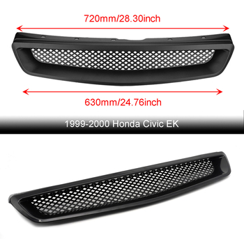 RIAYOOE Grilă frontală din ABS pentru Honda Civic (1996, 1998, 1999, 2001–2003); montaj în bara față; numerele de piese XH-6173-BK / XH-6174-BK / XH-6262-BK