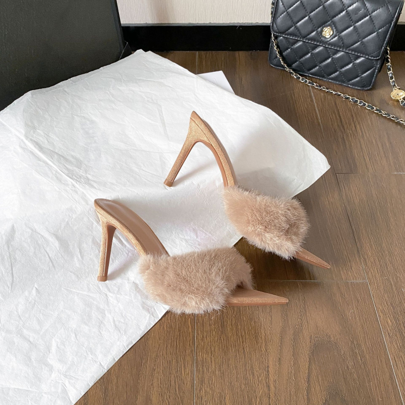 Naiste karusnahaga voodriga kõrged kontsad, nubukist pehme kontuur, terav varvas, õhuke konts, TPU talla, sügis-talvel 2025