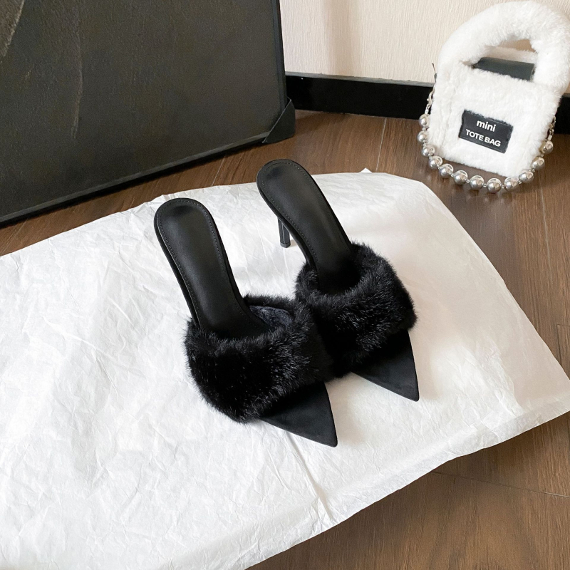 Naiste karusnahaga voodriga kõrged kontsad, nubukist pehme kontuur, terav varvas, õhuke konts, TPU talla, sügis-talvel 2025