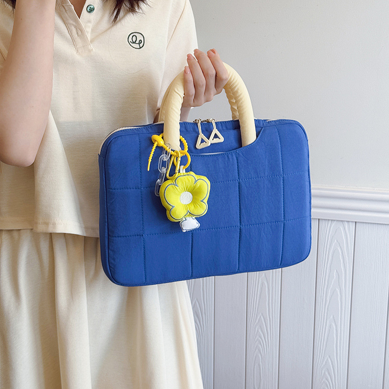 Nešiojamojo kompiuterio krepšys iš audinio, ultralengvas, miesto paprastas stilius, languotas raštas, poliesterio pamušalas