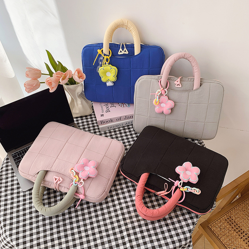 Nešiojamojo kompiuterio krepšys iš audinio, ultralengvas, miesto paprastas stilius, languotas raštas, poliesterio pamušalas