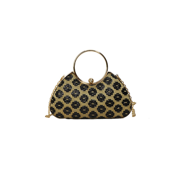 PU estélyi női kézitáska gyűrűs fogantyúval, horizontálisan négyszögletes forma, záródás zár, poliészter-pamut bélés, belső telefontartó zseb