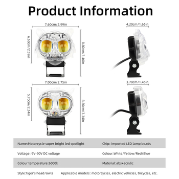 Far LED pentru motocicletă – stil Bufniță-Tigru, ABS+LED, 12V, IP68, model motor188, Kevanly