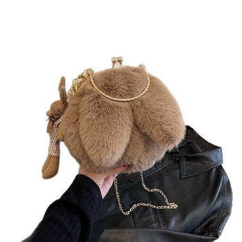 Koreai stílusú plüss válltáska kör alakú formával, mágneses zárás, puha anyag, belső zsebek telefonhoz és kártyákhoz