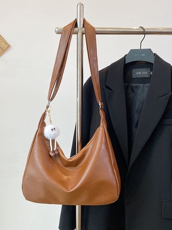 Női válltáska városi minimalist stílusban, PU anyagból, vízszintes négyzet alakú, cipzár, belső zseb