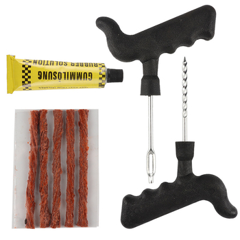 7 dalių tubeless padangų remonto rinkinys automobiliams ir motociklams – plastiko ir metalo įrankiai