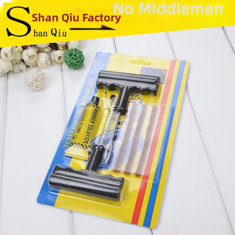 7 dalių tubeless padangų remonto rinkinys automobiliams ir motociklams – plastiko ir metalo įrankiai