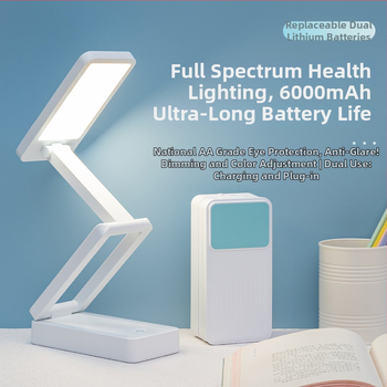 Õpilastele mõeldud laualamp sisseehitatud liitiumakuga – silmade kaitseks, kokkupandav ja kaasaskantav ühiselamu jaoks, puutetundliku lülitiga