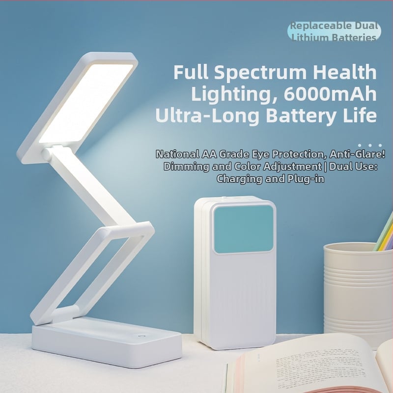 Õpilastele mõeldud laualamp sisseehitatud liitiumakuga – silmade kaitseks, kokkupandav ja kaasaskantav ühiselamu jaoks, puutetundliku lülitiga