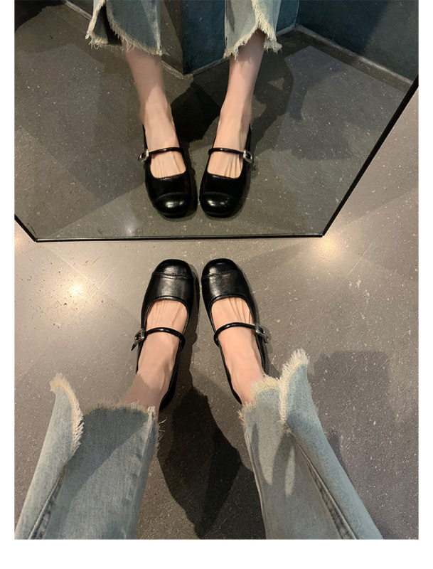 Taomengsi sieviešu Mary Jane sandales vasarai 2025, Korejas versija; sprādzes siksna; kvadrātveida pirksta forma; augšējā un iekšējā daļa no super šķiedras; zole: gumija