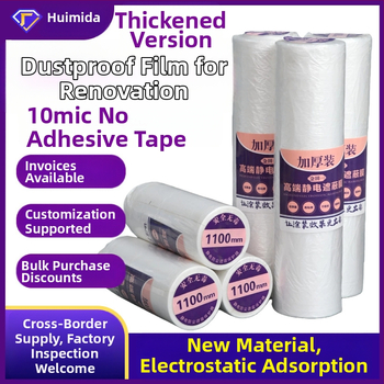 Jednokratni elektrostatni samoljepljeni maskirajući film za dekoraciju i bojanje, debljina 10 μm, duljina 20 m, HDPE podloga, prozirnost 90%