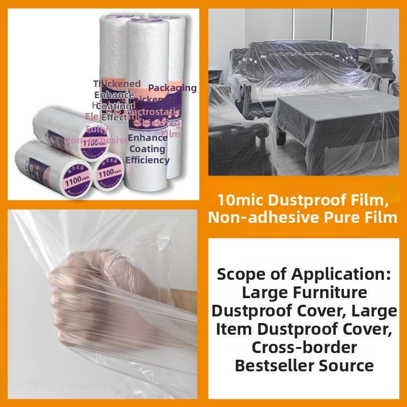 Jednokratni elektrostatni samoljepljeni maskirajući film za dekoraciju i bojanje, debljina 10 μm, duljina 20 m, HDPE podloga, prozirnost 90%