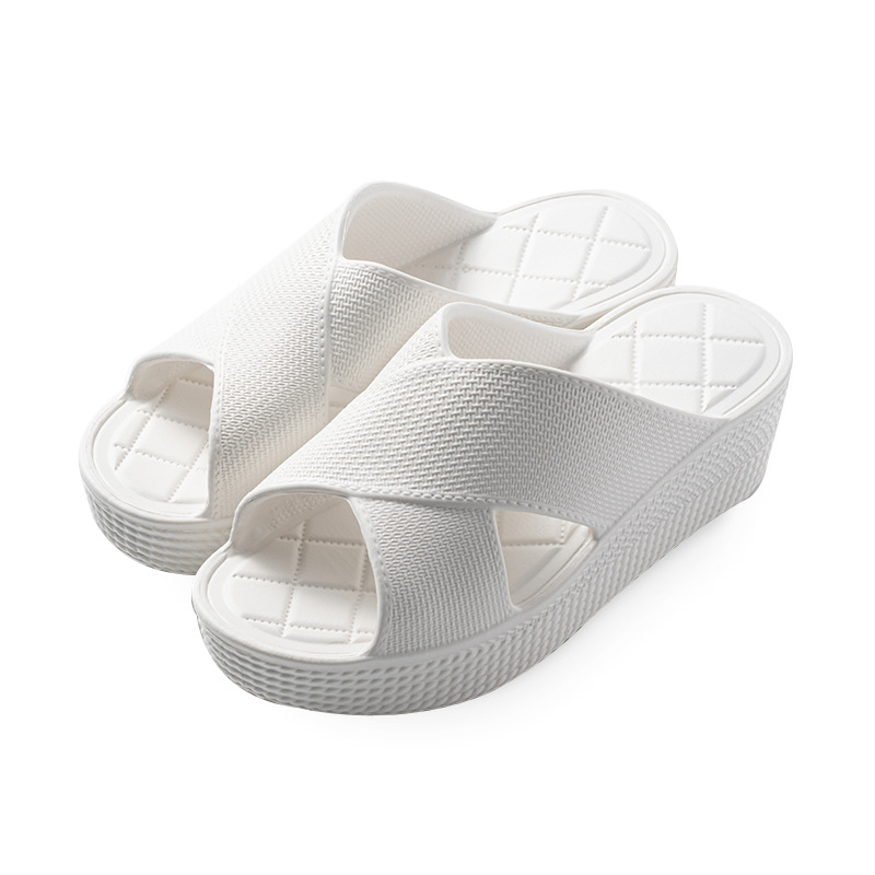 Дамски сандали за външно носене, кръгъл нос, EVA горна част и подметка, клиновиден ток, корейски стил с една лента