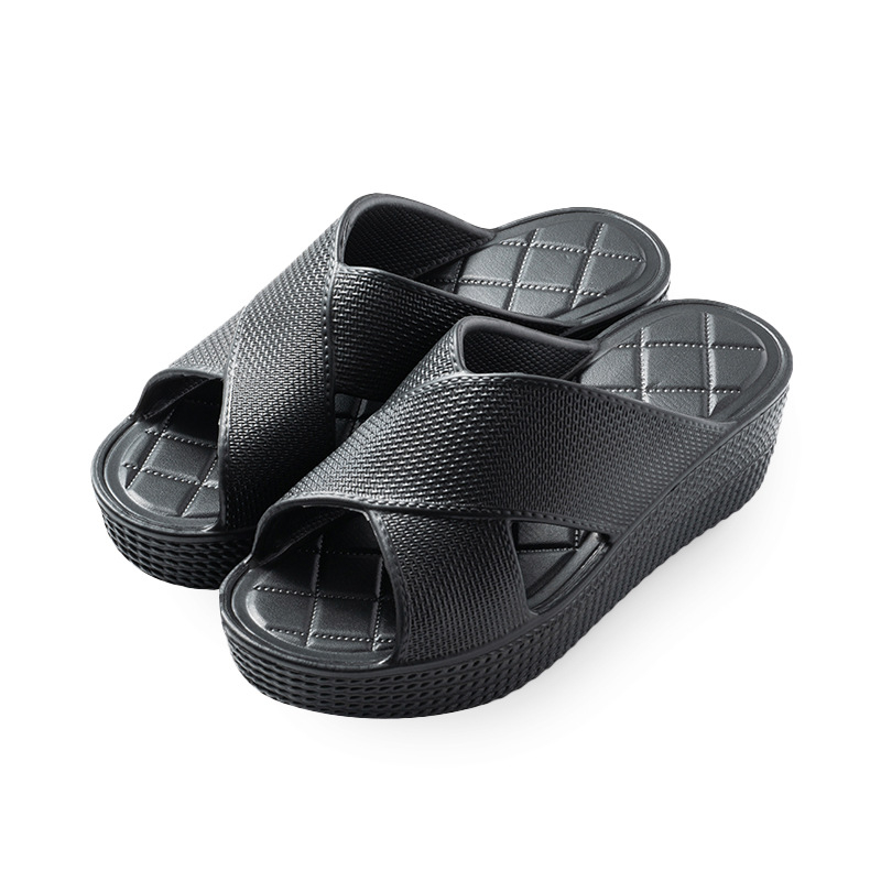 Дамски сандали за външно носене, кръгъл нос, EVA горна част и подметка, клиновиден ток, корейски стил с една лента