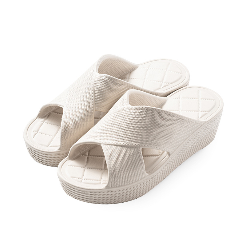 Дамски сандали за външно носене, кръгъл нос, EVA горна част и подметка, клиновиден ток, корейски стил с една лента