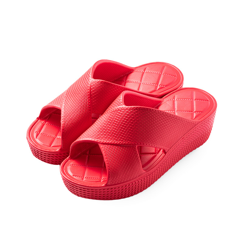 Дамски сандали за външно носене, кръгъл нос, EVA горна част и подметка, клиновиден ток, корейски стил с една лента
