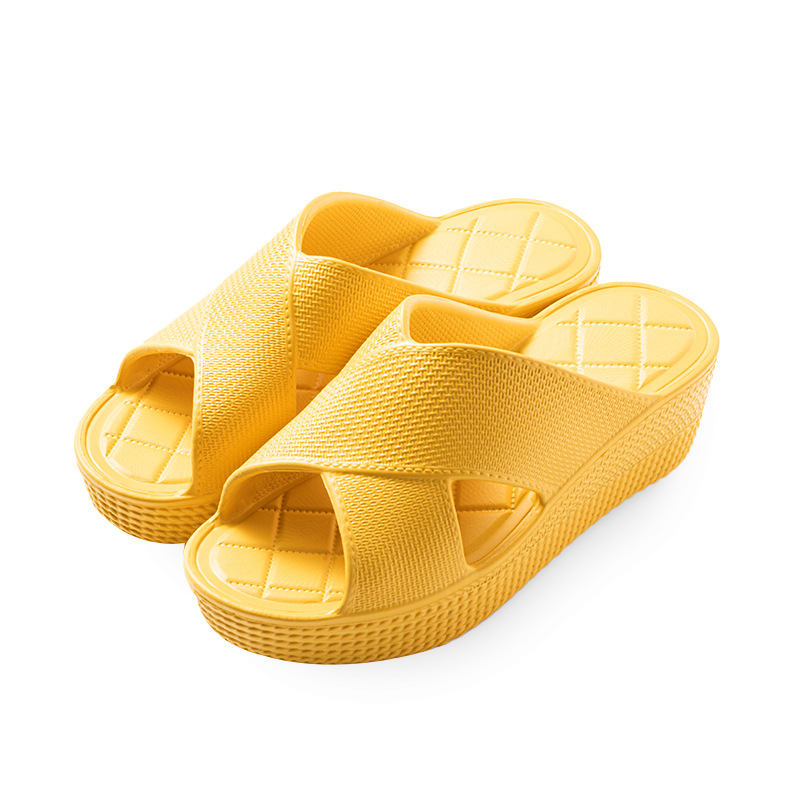 Дамски сандали за външно носене, кръгъл нос, EVA горна част и подметка, клиновиден ток, корейски стил с една лента