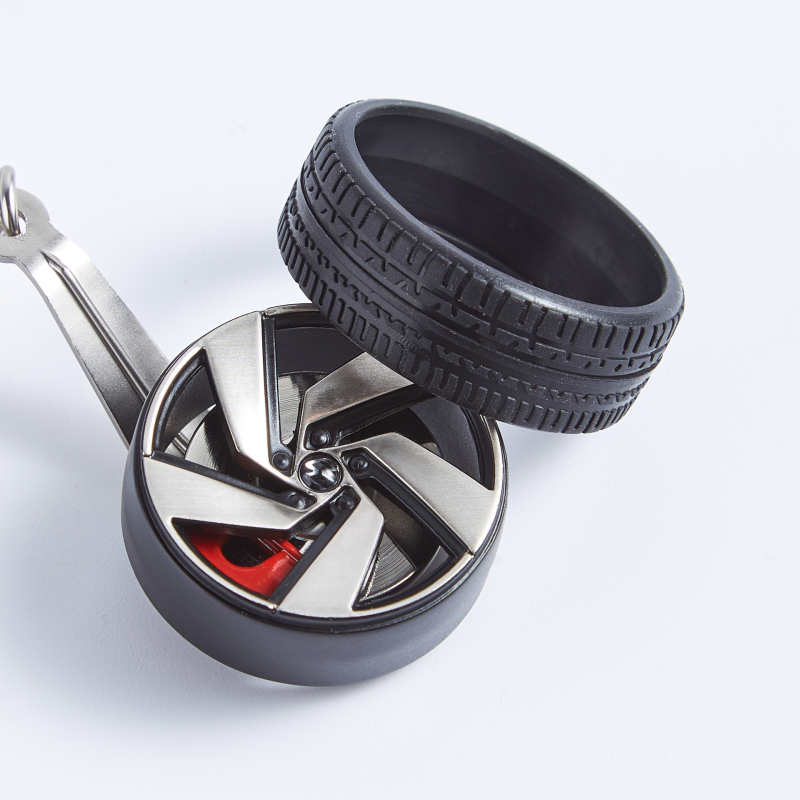 Lanț de chei pentru anvelope auto - pandant metalic, personalizabil, unisex, imprimare logo, ambalare cadou