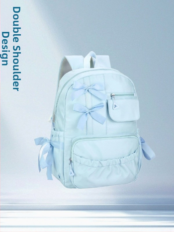 Ins-stiilis seljakott liblika sõlmega, tüdrukutele, suur maht 20–35 L, nišiline disain, sobib 16-tollisele sülearvutile