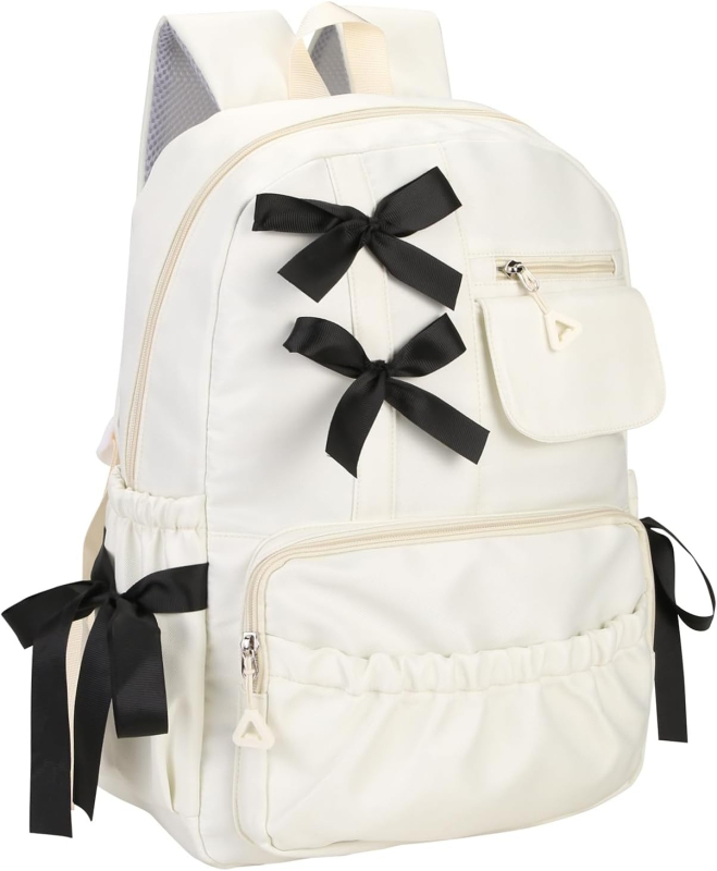 Ins-stiilis seljakott liblika sõlmega, tüdrukutele, suur maht 20–35 L, nišiline disain, sobib 16-tollisele sülearvutile