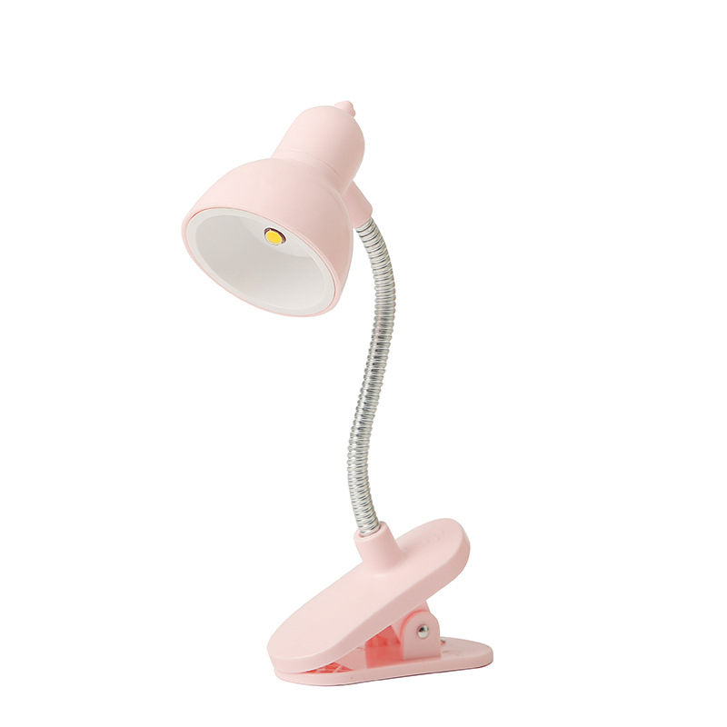 Lampă LED mini clip pentru noptiere — lumină caldă pentru citit, protecție pentru ochi, pentru cămin/dormitor (baterie litiu încorporată; tensiune ≤36V; abajur din plastic; întrerupător cu buton)