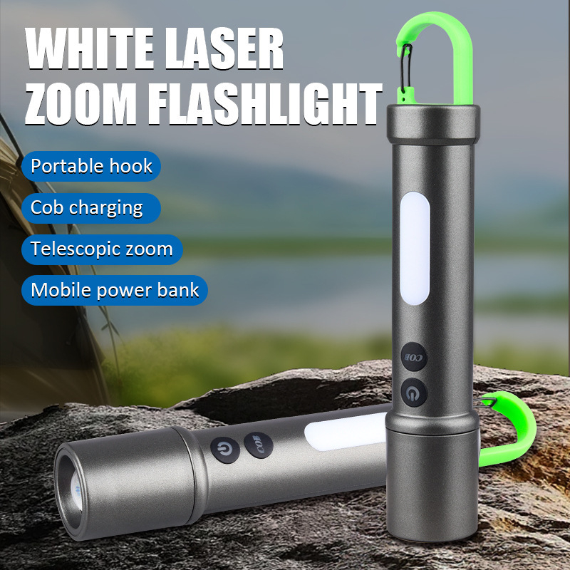 LED φακός σήμανσης για εξωτερική χρήση, έκτακτη ειδοποίηση, φως για κατασκήνωση και εργασία, επαναφορτιζόμενος με ενσωματωμένη τράπεζα ισχύος, μπρελόκ, 5W, εμβέλεια 200–500 m